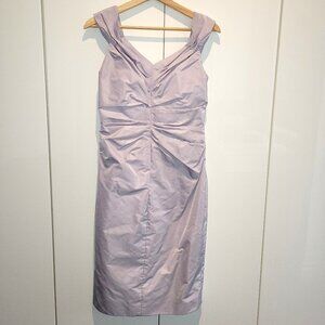 NWT Lida Baday Ruched Taffeta Lilac Party Dress Size 4